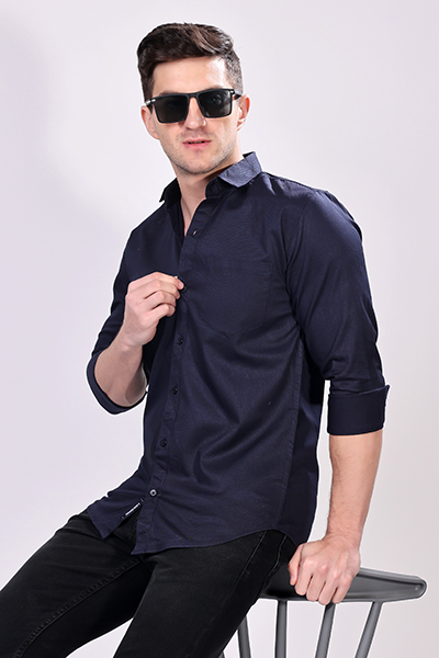 MENS PLAIN NAVY BLUE SHIRT